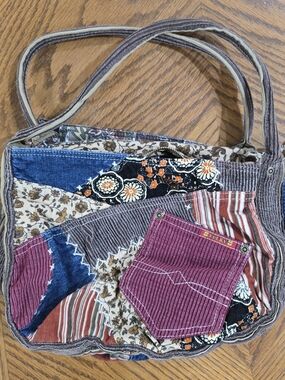 Lucky Brand Patchwork Shoulder Bag in Pink, Blue, Brown & Cream